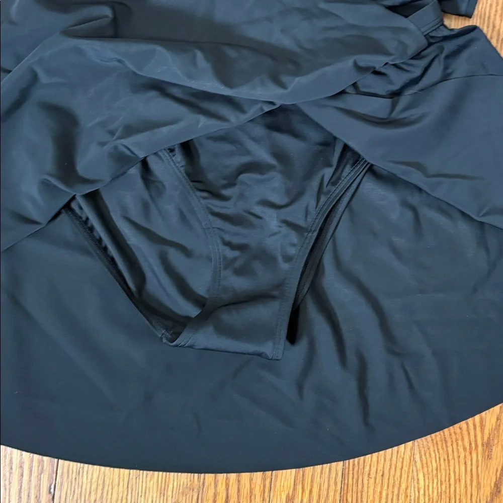 Amoena Florida Pocketed blouson tanikini & skirt Swimsuit Black size 8 cup C NWT
